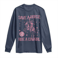 Save A Horse Ride A Cowgirl Long Sleeve Shirt Subtle Lesbian Cowgirl Western LGBTQ Pride Month - Wonder Print Shop