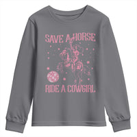 Save A Horse Ride A Cowgirl Youth Sweatshirt Subtle Lesbian Cowgirl Western LGBTQ Pride Month - Wonder Print Shop