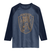 Support Wildlife Raise Boys Raglan Shirt Funny Mama Bear Outdoor Family Nature Lover Gift