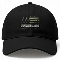 Best Bonus Dad Ever Baseball Cap Stepdad American Flag Trees Outdoor Wildlife Nature Vintage Forest