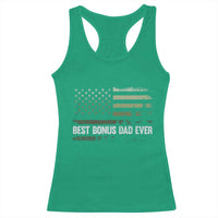 Best Bonus Dad Ever Racerback Tank Top Stepdad American Flag Trees Outdoor Wildlife Nature Vintage Forest