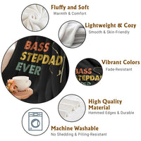 Fishing Bonus Dad Throw Blanket Retro Bass Stepdad Ever Fathers Day Fisherman