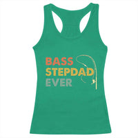 Fishing Bonus Dad Racerback Tank Top Retro Bass Stepdad Ever Fathers Day Fisherman