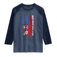 Best Dog Dad Ever Raglan Shirt Fathers Day Gift From Dog USA Flag Puppy Lover Paw
