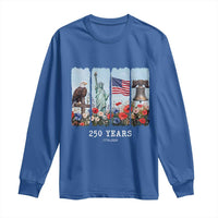 250 Years American 1776 2026 Long Sleeve Shirt 250th 4th July Independence Day Eagle Statue of Liberty Flag