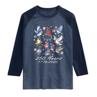 USA 250th Anniversary Bird Raglan Shirt Patriotic American Birds Independence Day Birdwatchers Birders