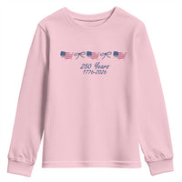 250th Anniversary USA Youth Sweatshirt American Flag Dainty Bow 4th of July