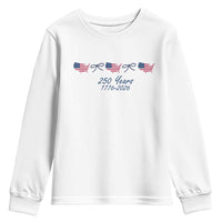 250th Anniversary USA Youth Sweatshirt American Flag Dainty Bow 4th of July