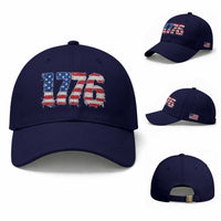 Distressed Faux Patchwork 1776 USA Flag Baseball Cap Vintage Effect Printing Patriotic Graphic 4th Of July Independence Day