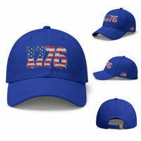 Distressed Faux Patchwork 1776 USA Flag Baseball Cap Vintage Effect Printing Patriotic Graphic 4th Of July Independence Day