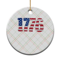 Distressed Faux Patchwork 1776 USA Flag Ceramic Ornament Vintage Effect Printing Patriotic Graphic 4th Of July Independence Day