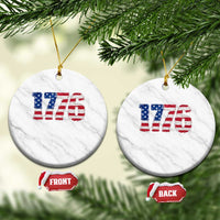 Distressed Faux Patchwork 1776 USA Flag Ceramic Ornament Vintage Effect Printing Patriotic Graphic 4th Of July Independence Day