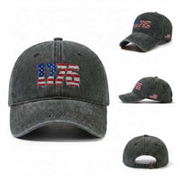 Distressed Faux Patchwork 1776 USA Flag Washed Cotton Baseball Cap Vintage Effect Printing Patriotic Graphic 4th Of July Independence Day