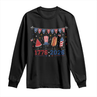 250 Years American 1776 2026 Long Sleeve Shirt Patriotic Watermelon Hotdog Firework 250th 4th July Independence Day