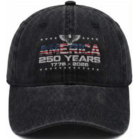 250th Anniversary USA Washed Cotton Baseball Cap Vintage Eagle 250 Years American 1776 2026 US Flag