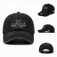 250th Anniversary USA Washed Cotton Baseball Cap Vintage Eagle 250 Years American 1776 2026 US Flag