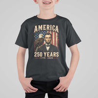 America 250 Years Abraham Lincoln T Shirt For Kid Retro Eagle 250th Anniversary USA Flag 1776 2026