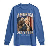 America 250 Years George Washington Long Sleeve Shirt Retro Eagle 250th Anniversary USA Flag 1776 2026