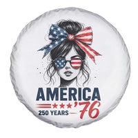 America 250 Years Spare Tire Cover 250th Anniversary USA Patriotic Girl Messy Bun 1776 2026