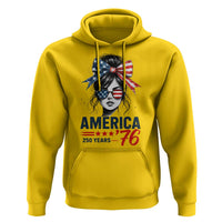 America 250 Years Hoodie 250th Anniversary USA Patriotic Girl Messy Bun 1776 2026