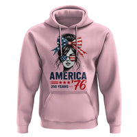 America 250 Years Hoodie 250th Anniversary USA Patriotic Girl Messy Bun 1776 2026