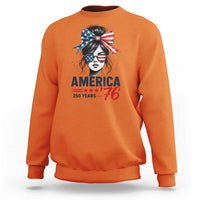 America 250 Years Sweatshirt 250th Anniversary USA Patriotic Girl Messy Bun 1776 2026