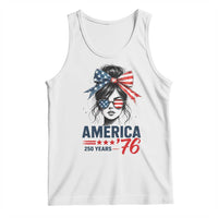 America 250 Years Tank Top 250th Anniversary USA Patriotic Girl Messy Bun 1776 2026