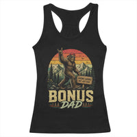 Bigfoot Bonus Dad Racerback Tank Top Retro Stepdad Fathers Day Gifts