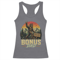 Bigfoot Bonus Dad Racerback Tank Top Retro Stepdad Fathers Day Gifts