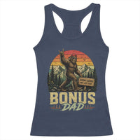 Bigfoot Bonus Dad Racerback Tank Top Retro Stepdad Fathers Day Gifts