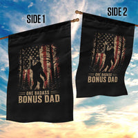 One Badass Bonus Dad Garden Flag Vintage Bigfoot Stepdad American Flag