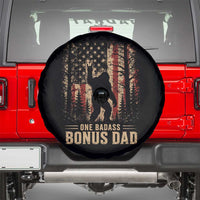 One Badass Bonus Dad Spare Tire Cover Vintage Bigfoot Stepdad American Flag