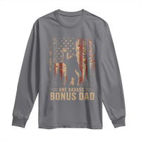 One Badass Bonus Dad Long Sleeve Shirt Vintage Bigfoot Stepdad American Flag