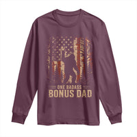 One Badass Bonus Dad Long Sleeve Shirt Vintage Bigfoot Stepdad American Flag