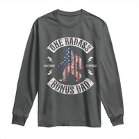 One Badass Bonus Dad Long Sleeve Shirt Vintage Bigfoot Stepdad Birthday Step Dad US Flag