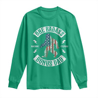 One Badass Bonus Dad Long Sleeve Shirt Vintage Bigfoot Stepdad Birthday Step Dad US Flag