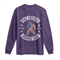One Badass Bonus Dad Long Sleeve Shirt Vintage Bigfoot Stepdad Birthday Step Dad US Flag