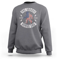 One Badass Bonus Dad Sweatshirt Vintage Bigfoot Stepdad Birthday Step Dad US Flag