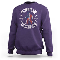 One Badass Bonus Dad Sweatshirt Vintage Bigfoot Stepdad Birthday Step Dad US Flag
