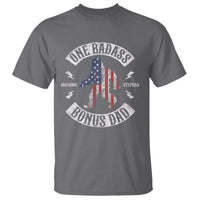 One Badass Bonus Dad T Shirt Vintage Bigfoot Stepdad Birthday Step Dad US Flag