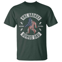 One Badass Bonus Dad T Shirt Vintage Bigfoot Stepdad Birthday Step Dad US Flag