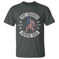 One Badass Bonus Dad T Shirt Vintage Bigfoot Stepdad Birthday Step Dad US Flag
