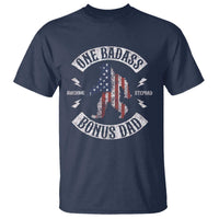 One Badass Bonus Dad T Shirt Vintage Bigfoot Stepdad Birthday Step Dad US Flag