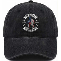 One Badass Bonus Dad Washed Cotton Baseball Cap Vintage Bigfoot Stepdad Birthday Step Dad US Flag