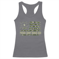 Proud Army Bonus Dad Racerback Tank Top Vintage Stepdad Birthday Step Dad Camo US Flag