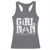 Girl Dad Racerback Tank Top Vintage Her First Line Of Defense Gun Lovers Fathers Day