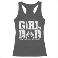 Girl Dad Racerback Tank Top Vintage Her First Line Of Defense Gun Lovers Fathers Day