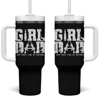 Girl Dad Tumbler With Handle Vintage Her First Line Of Defense Gun Lovers Fathers Day