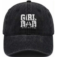 Girl Dad Washed Cotton Baseball Cap Vintage Her First Line Of Defense Gun Lovers Fathers Day