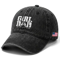 Girl Dad Washed Cotton Baseball Cap Vintage Her First Line Of Defense Gun Lovers Fathers Day